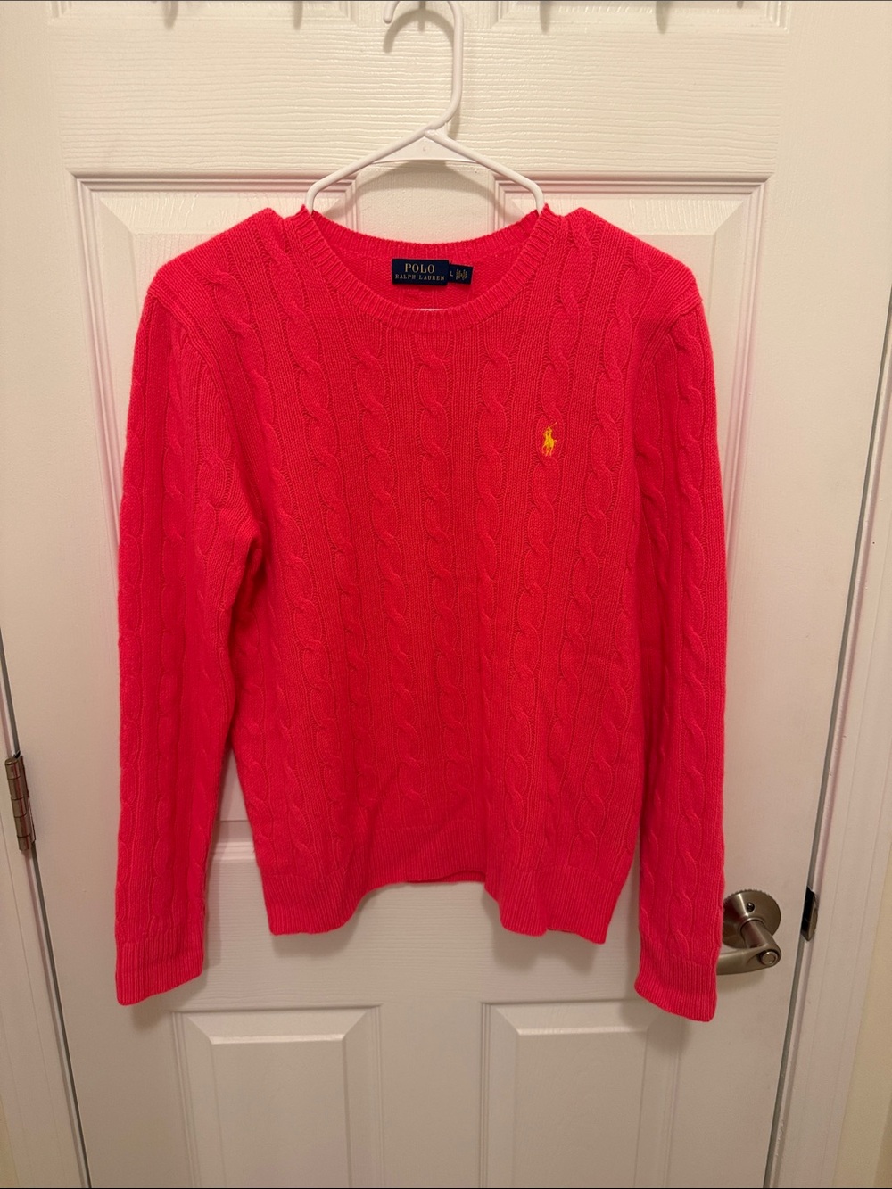 Polo by Ralph Lauren Women's Cable Knit Crewneck Wool/Cashmere Sweater - Orange
